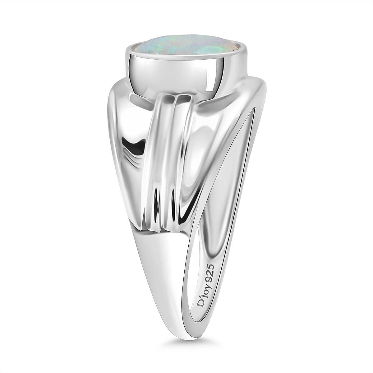 D'Joy Ethiopian Opal Ring in Rhodium Overlay Sterling Silver 1.12 Ct, Silver Wt. 5.00 Gms.
