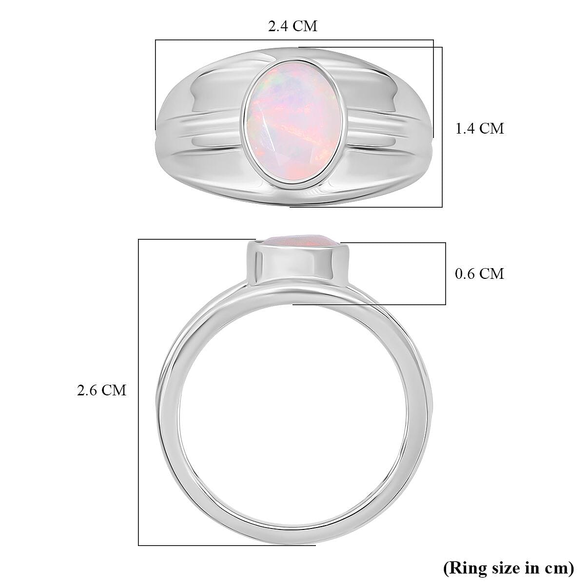 D'Joy Ethiopian Opal Ring in Rhodium Overlay Sterling Silver 1.12 Ct, Silver Wt. 5.00 Gms.