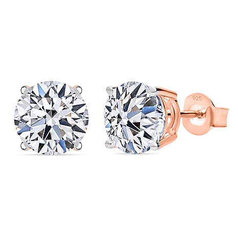 Luxuriant Lab Grown Diamond (SI-GH) Earring with Push Back in 18K Vermeil Rose Gold Plated Sterling Silver 5.00 Ct.