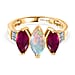 D'Joy Ethiopian Opal, African Ruby, White Zircon 3-Stone Ring
