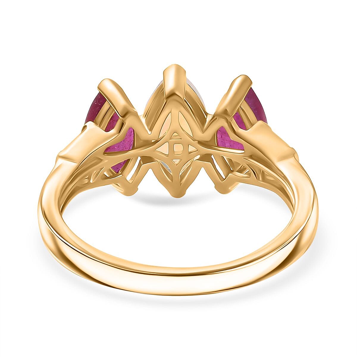 D'Joy Ethiopian Opal African Ruby White Zircon Main Stone With Side Stone Ring