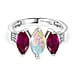 D'Joy Ethiopian Opal, African Ruby, White Zircon 3-Stone Ring