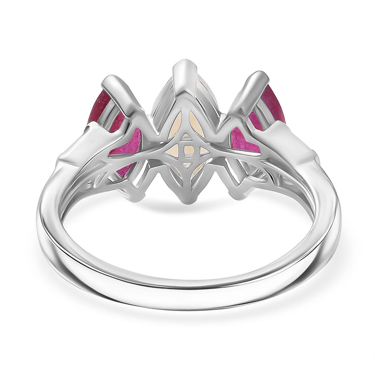 D'Joy Ethiopian Opal African Ruby White Zircon Main Stone With Side Stone Ring