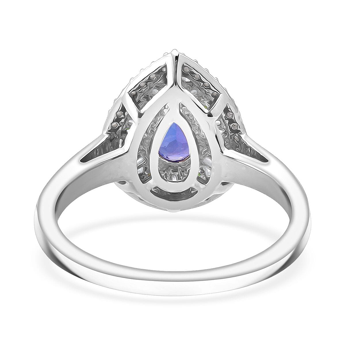 D'Joy Tanzanite, Tsavorite Garnet & Moissanite Ring in Rhodium Overlay Sterling Silver 1.22 Ct.