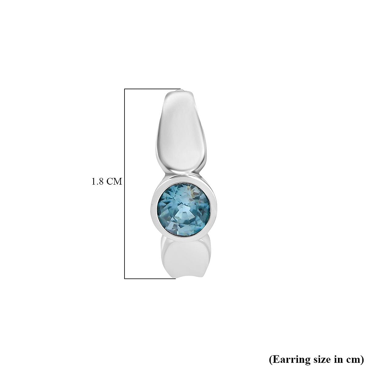 D'Joy Blue Zircon Push Back Earring in Rhodium Overlay Sterling Silver 1.64 Ct.