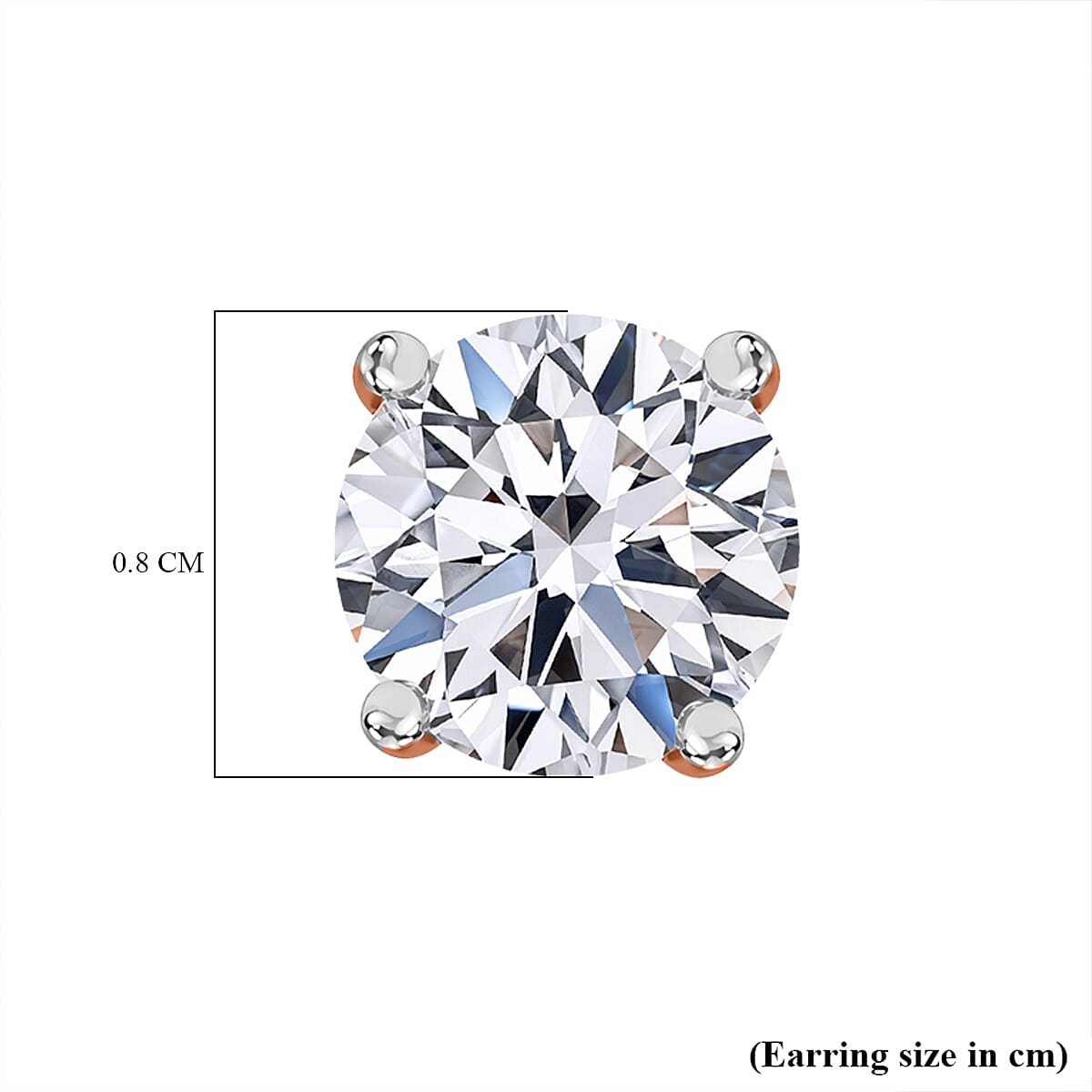 Luxuriant Lab Grown Diamond (SI-GH) Solitaire Stud Push Post Earring in 18K Vermeil Rose Gold Plated Sterling Silver 3.00 Ct.
