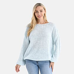 - Maisi Sequined Boatneck Relaxed Knitted Jumper with Balloon Sleeves (One size 8 to 20) - Lemon Yellow