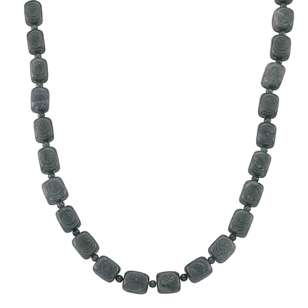 Natural Type A Jadeite Beads Necklace (Size 20 - 2 Ext) with Lobster Clasp in Rhodium Overlay Sterling Silver 610.00 Ct.