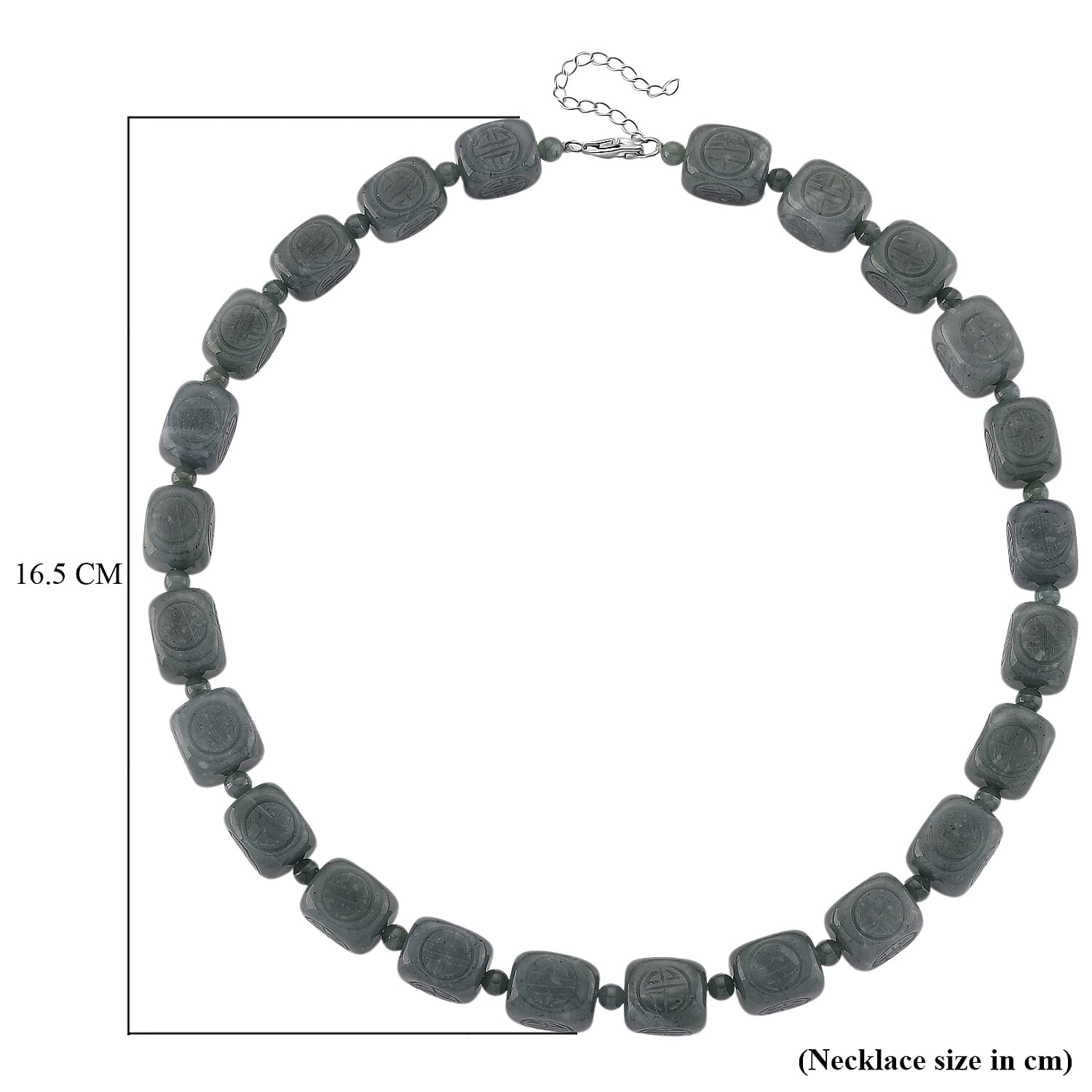Natural Type A Jadeite Beads Necklace (Size 20 - 2 Ext) with Lobster Clasp in Rhodium Overlay Sterling Silver 610.00 Ct.