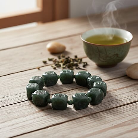 Natural Type A Jadeite Bracelet (Size 7 Stretchable) 300.00 Ct.