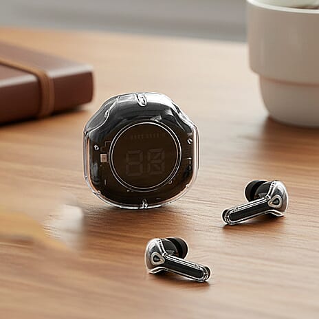 TWS Wireless Earbuds with Bluetooth 5.3, LED Battery Display Case, 30mAh Earbuds & Up to 6 Hours Playtime - Black