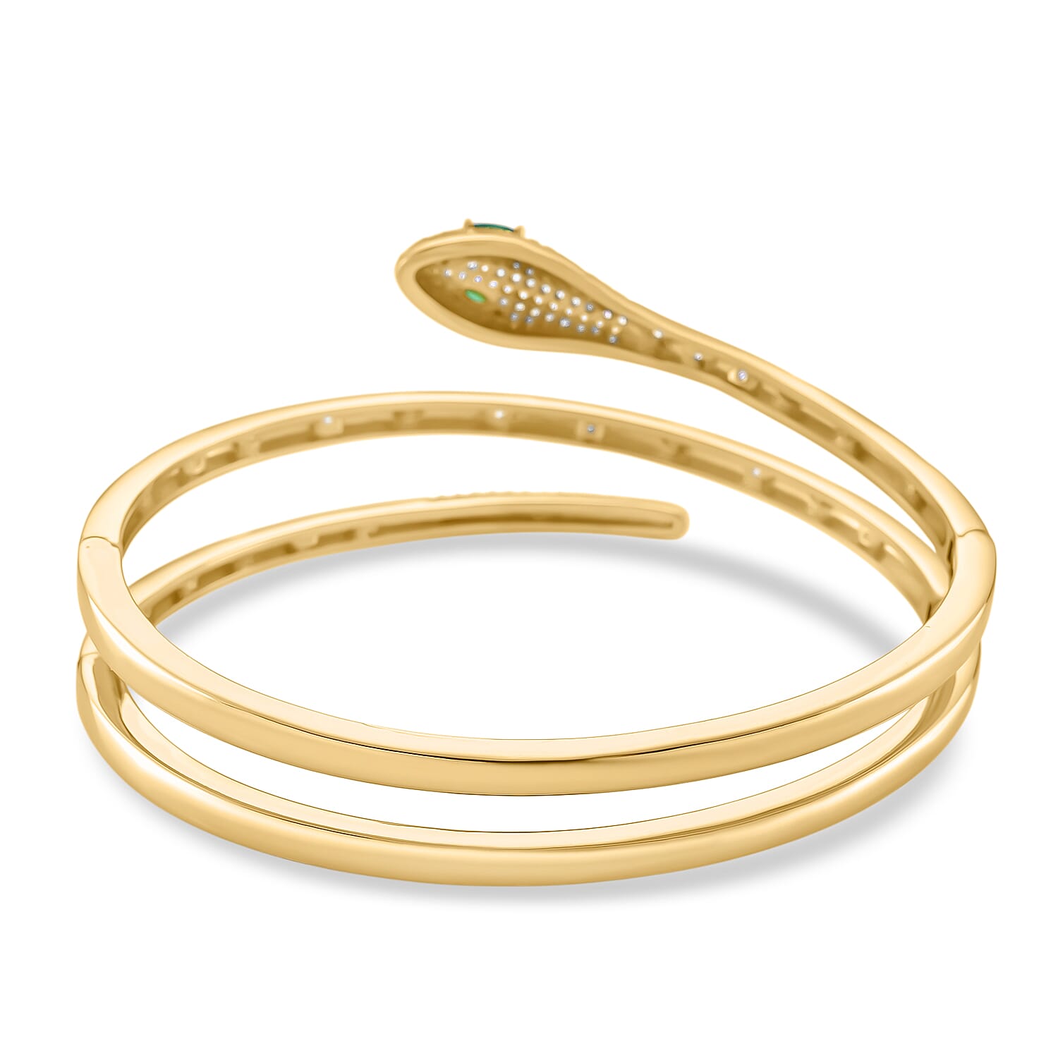 BIGGEST DESIGNER CLOSEOUT - Biacco Collection - Green Cubic Zirconia & White Cubic Zirconia Serpent Bangle