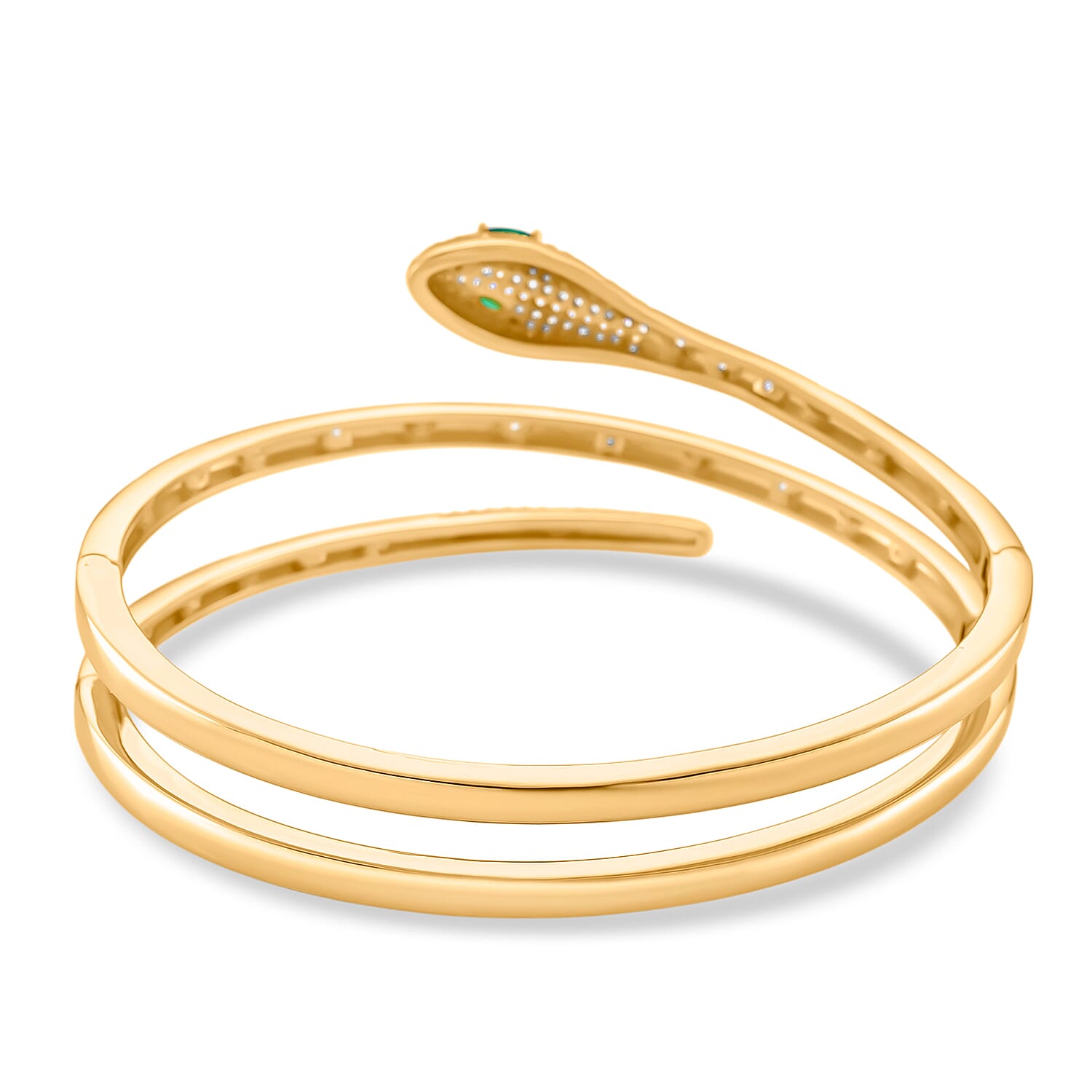 BIGGEST DESIGNER CLOSEOUT - Biacco Collection - Green Cubic Zirconia & White Cubic Zirconia Serpent Bangle