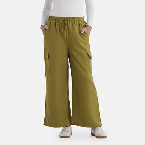 - Maisi Lightweight Cargo Trousers with Elasticated Waist (Size - XL) - Green