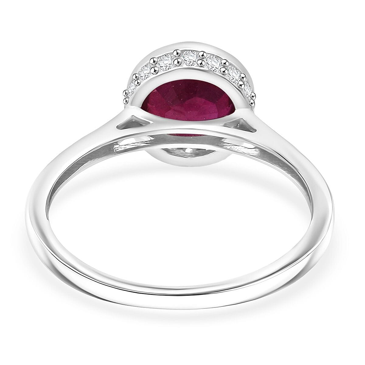 D'Joy African Ruby & Moissanite Ring in Rhodium Overlay Sterling Silver 2.23 Ct.