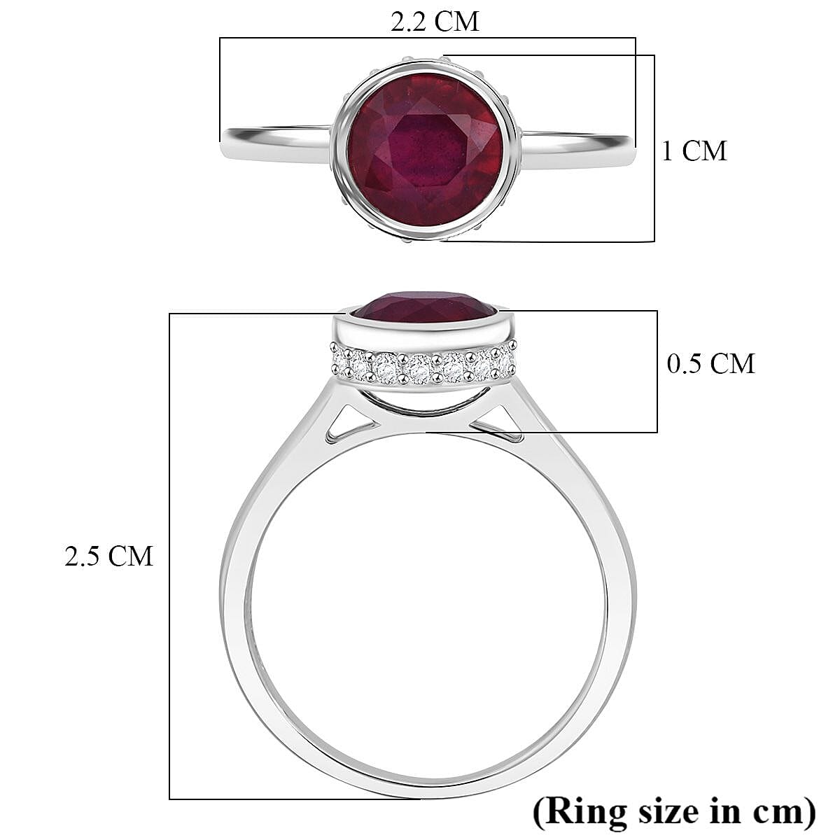 D'Joy African Ruby & Moissanite Ring in Rhodium Overlay Sterling Silver 2.23 Ct.