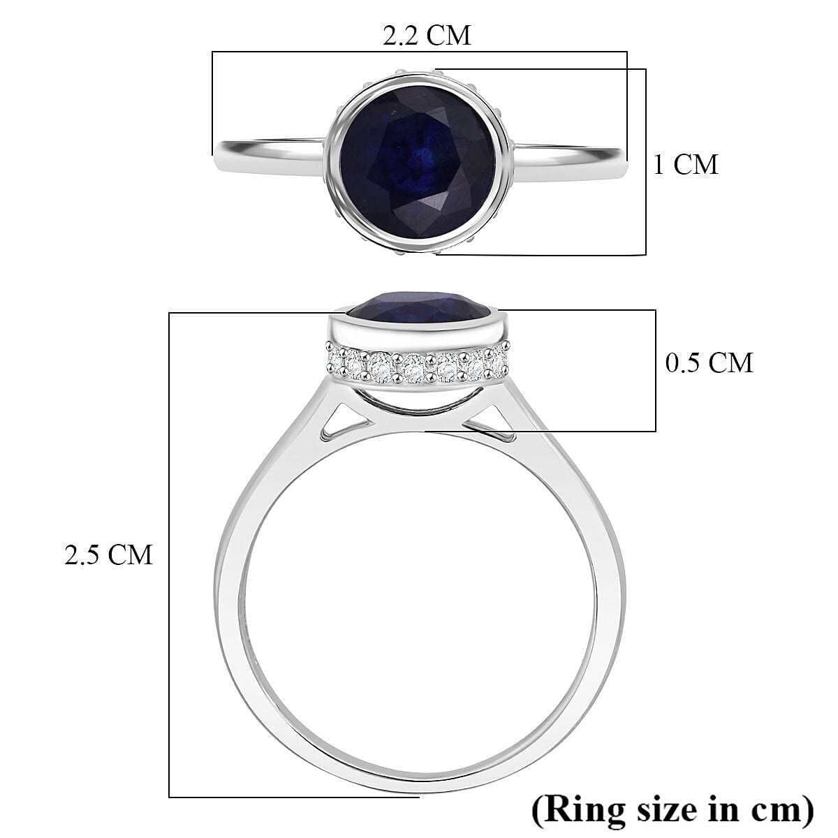 D'Joy Fissure Filled Blue Sapphire & Moissanite Ring in Rhodium Overlay Sterling Silver 2.23 Ct.