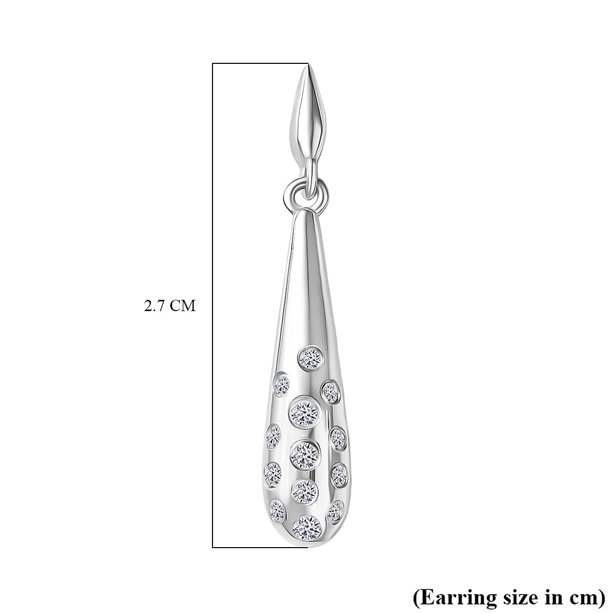 Luxuriant Lab Grown Diamond (SI-GH) Dangling Earring with Push Back in Rhodium Overlay Sterling Silver 0.26 Ct.