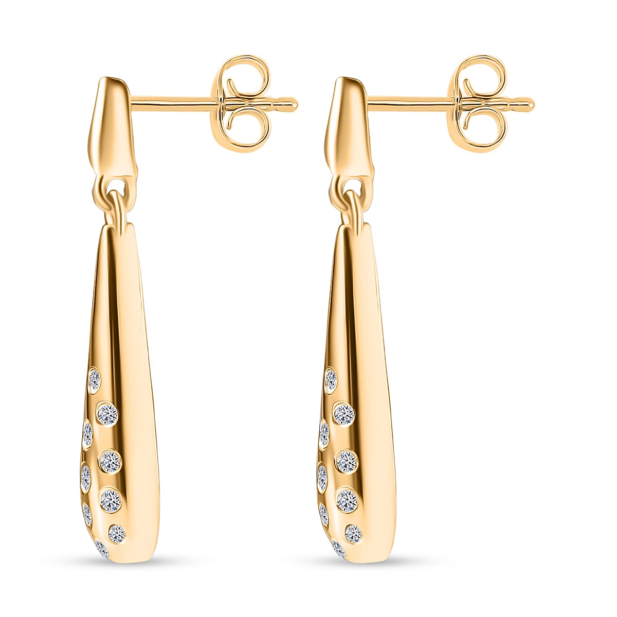 Luxuriant Lab Grown Diamond (SI-GH) Dangling Earring with Push Back in 18K Vermeil Yellow Gold Plated Sterling Silver 0.26 Ct.