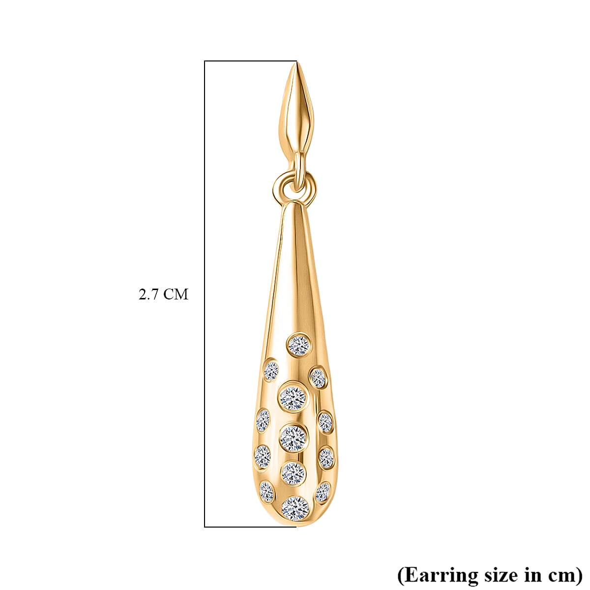 Luxuriant Lab Grown Diamond (SI-GH) Dangling Earring with Push Back in 18K Vermeil Yellow Gold Plated Sterling Silver 0.26 Ct.
