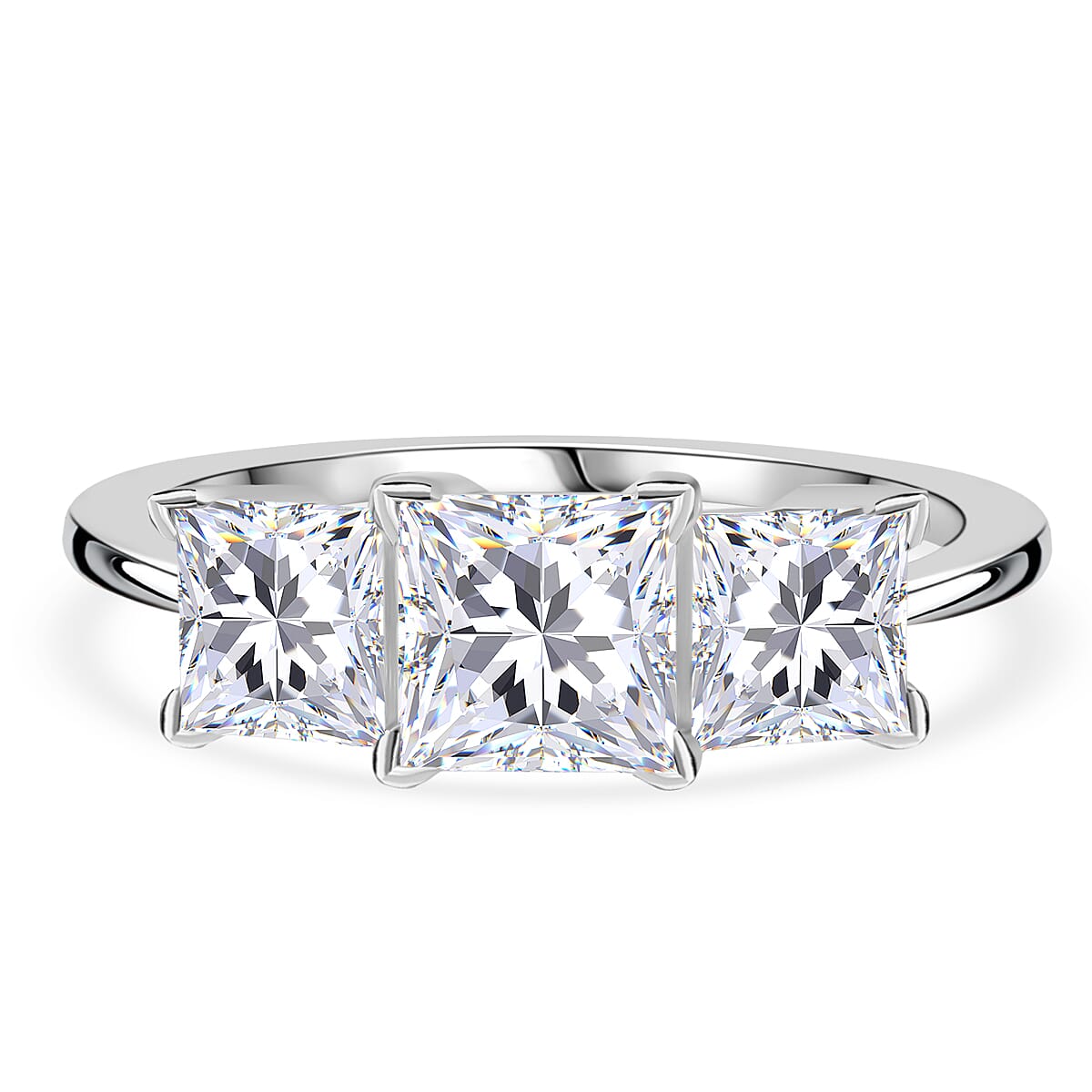 D'Joy Moissanite Ring in Rhodium Overlay Sterling Silver 2.50 Ct.