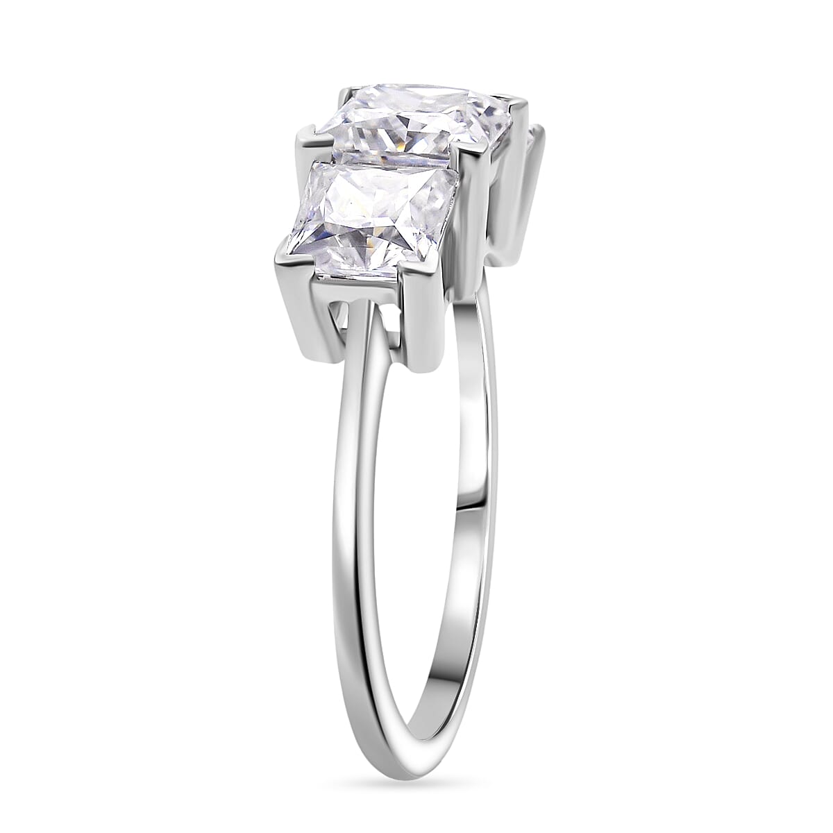 D'Joy Moissanite Ring in Rhodium Overlay Sterling Silver 2.50 Ct.