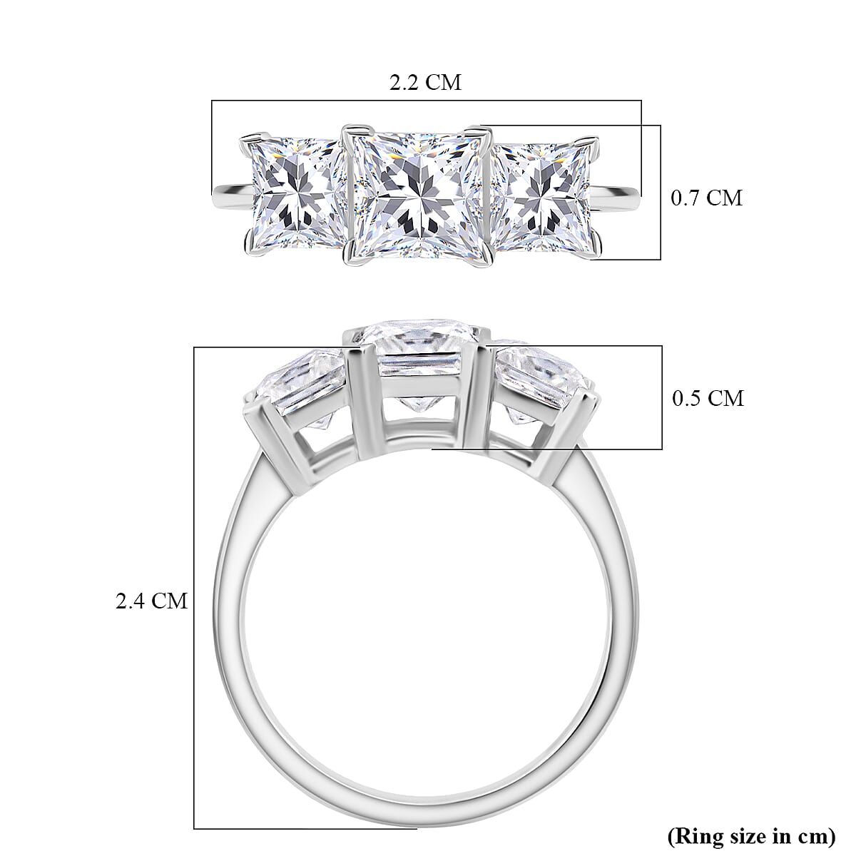 D'Joy Moissanite Ring in Rhodium Overlay Sterling Silver 2.50 Ct.