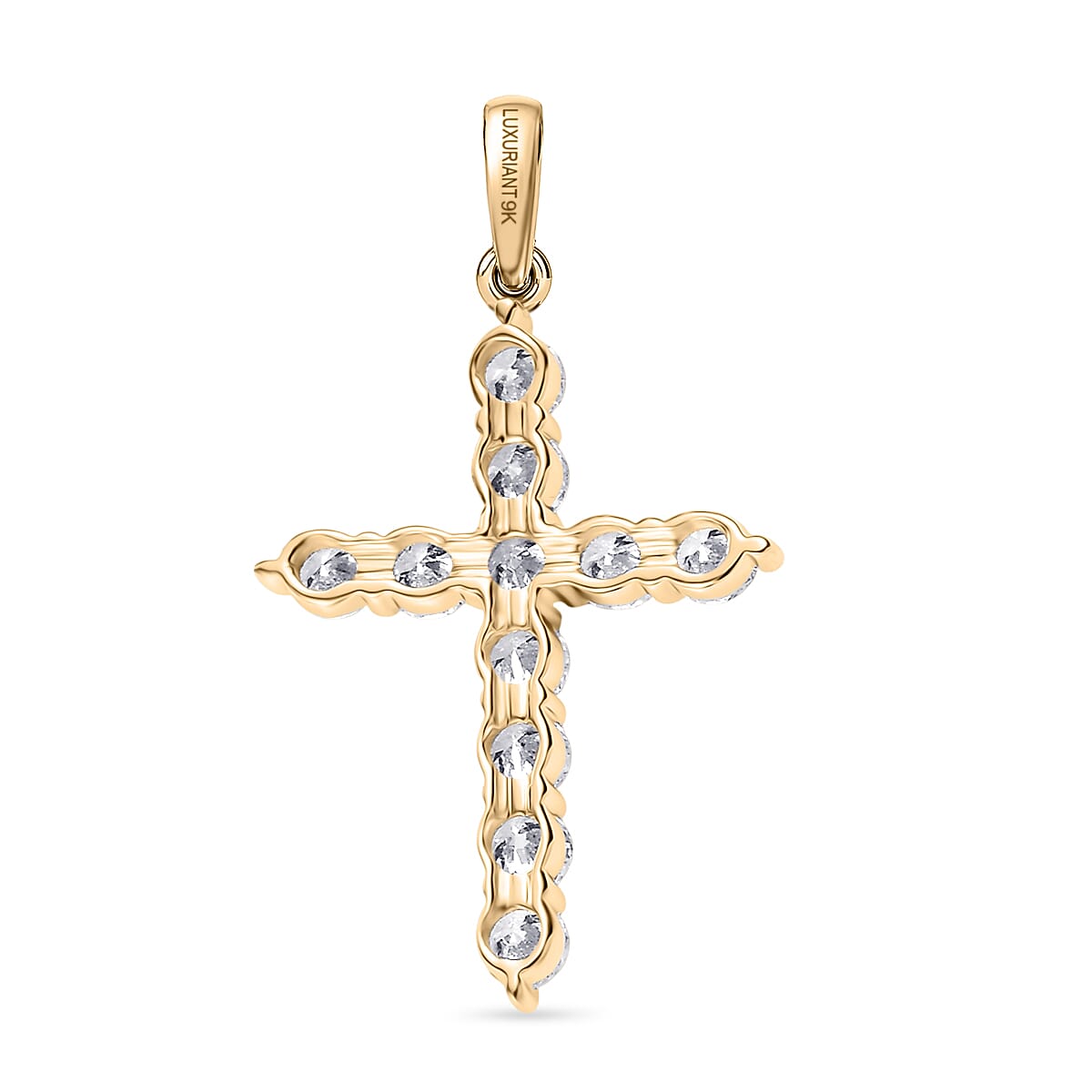 Luxuriant 9K Yellow Gold Lab Grown Diamond (SI-GH) Cross Pendant 0.60 Ct.