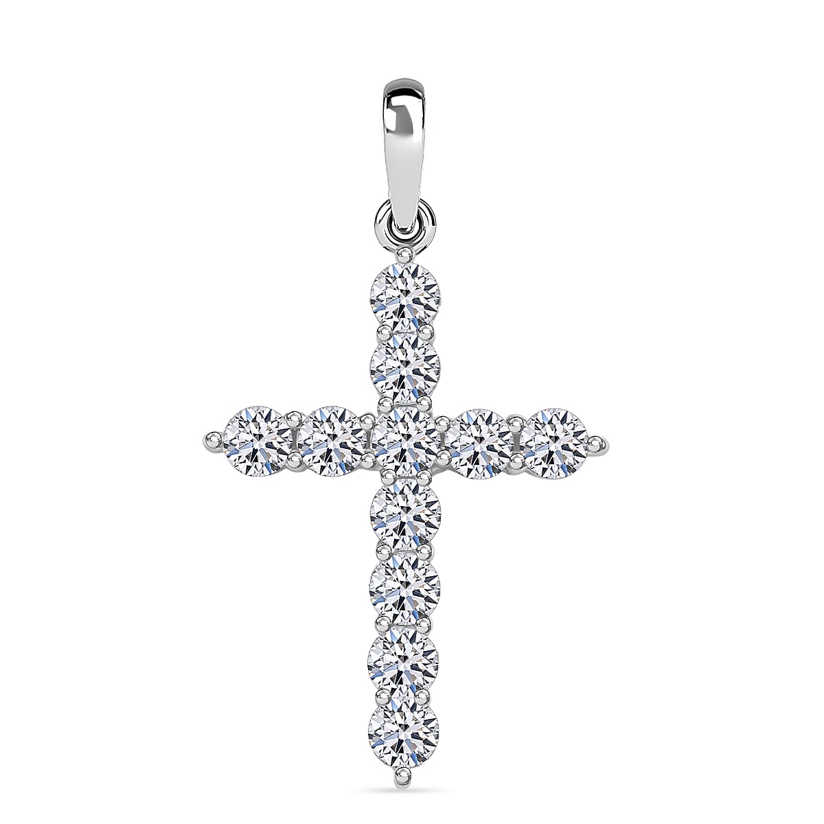 Luxuriant 9K White Gold Lab Grown Diamond (SI-GH) Cross Pendant 0.60 Ct.