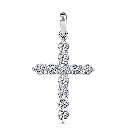 LUXURIANT 0.6 Ct. Lab Grown Diamond Cross Pendant in 9K White Gold