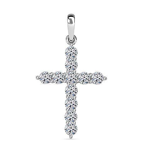 Luxuriant 9K White Gold Lab Grown Diamond (SI-GH) Cross Pendant 0.60 Ct.