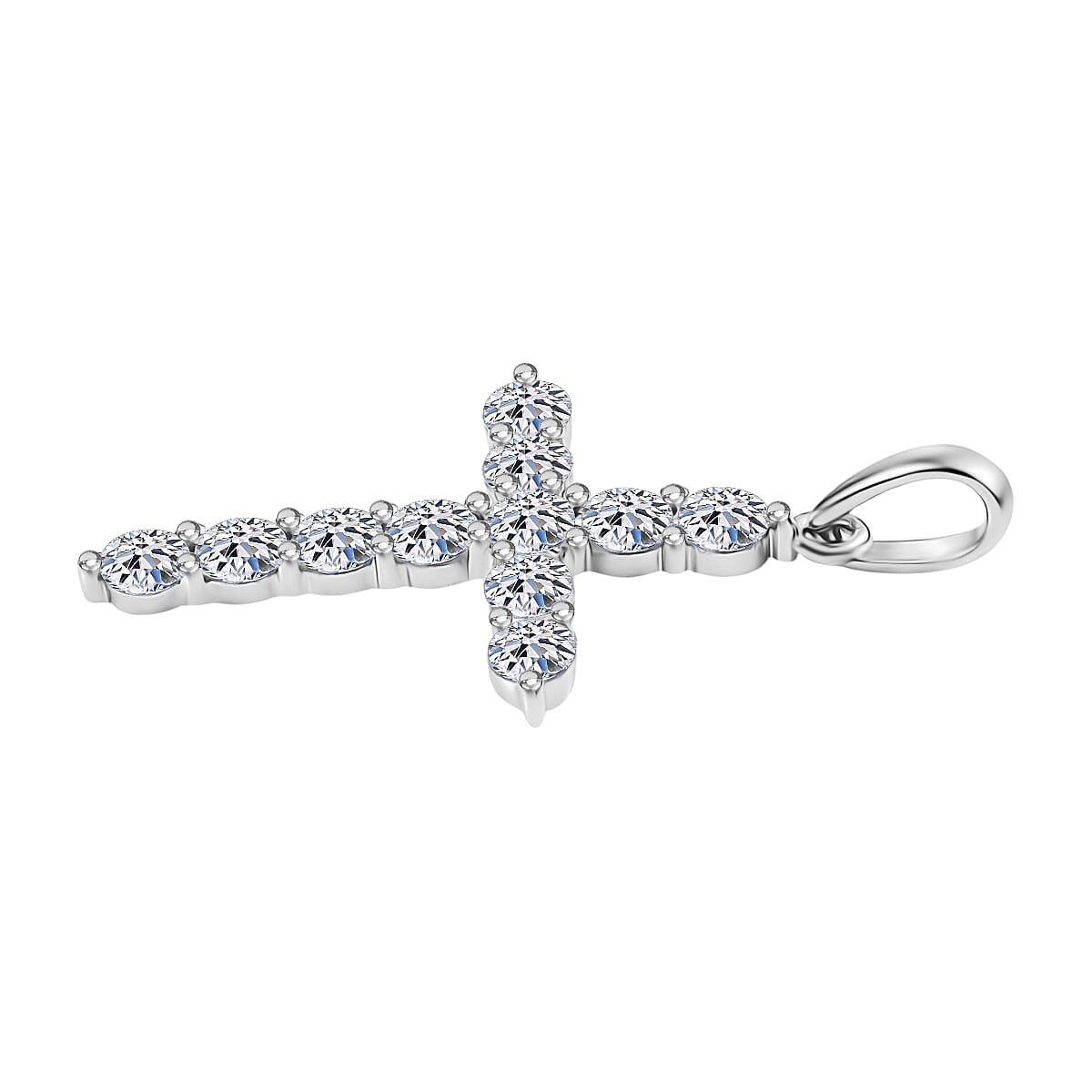 Luxuriant 9K White Gold Lab Grown Diamond (SI-GH) Cross Pendant 0.60 Ct.