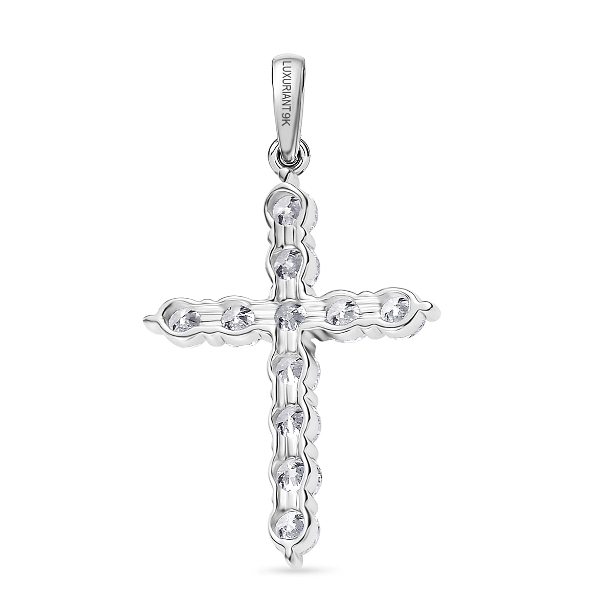 Luxuriant 9K White Gold Lab Grown Diamond (SI-GH) Cross Pendant 0.60 Ct.