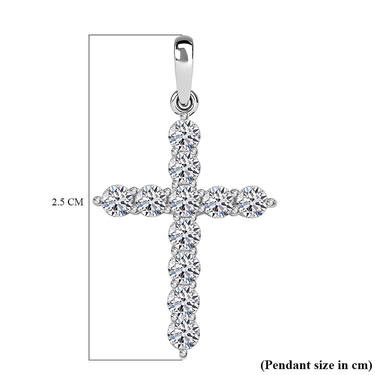 Luxuriant 9K White Gold Lab Grown Diamond (SI-GH) Cross Pendant 0.60 Ct.