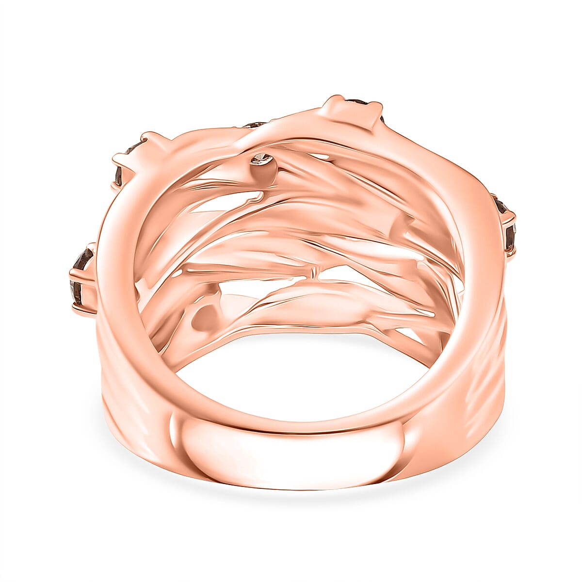 D'Joy Champagne Diamond Fancy Ring in 18K RG VermeilSterling Silver, Silver Wt.9.17 Gms  1.044  Ct.