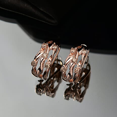 D'Joy Champagne Diamond Earring in 18K Vermeil Rose Gold Plated Sterling Silver 1.00 Ct.