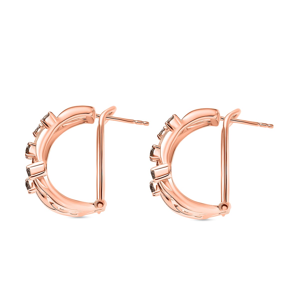 D'Joy Champagne Diamond Fancy Earring in 18K RG VermeilSterling Silver, Silver Wt.9.17 Gms  1.000  Ct.