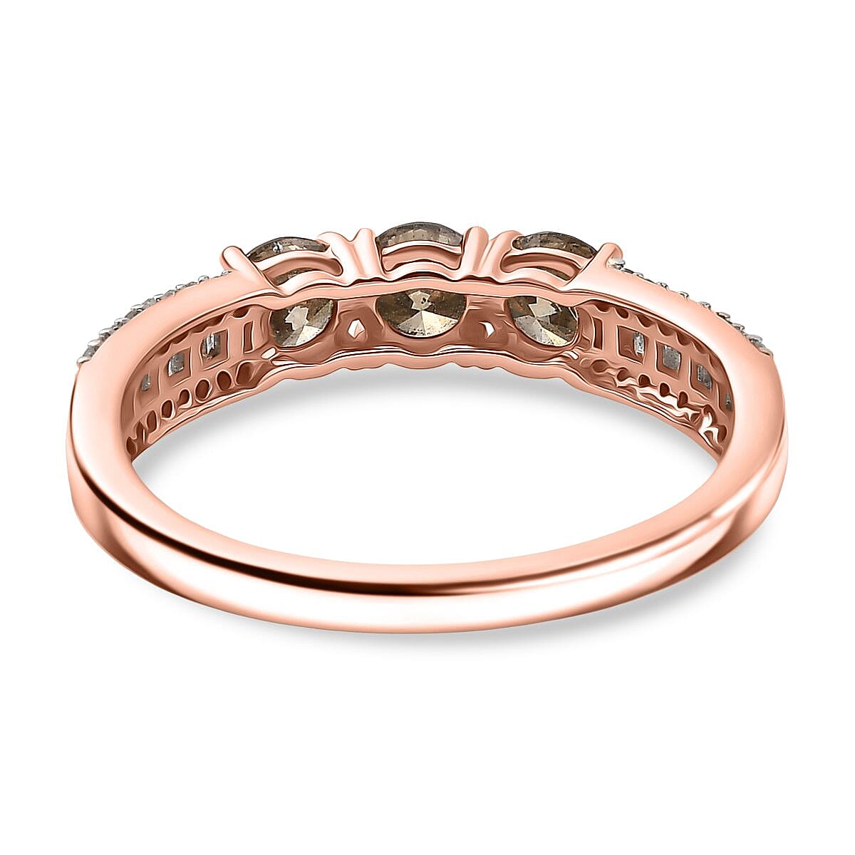 9K Rose Gold SGL Certified Natural Champagne Diamond & White Diamond Ring 1.01 Ct.