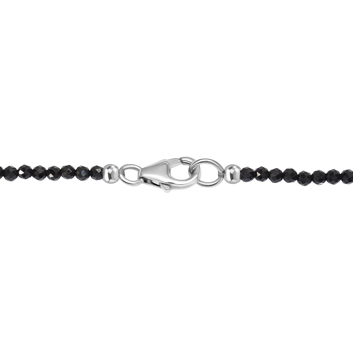 D'Joy Fresh Water Pearl & Black Spinel Necklace (Size - 24) in Rhodium Overlay Sterling Silver 45.00 Ct.