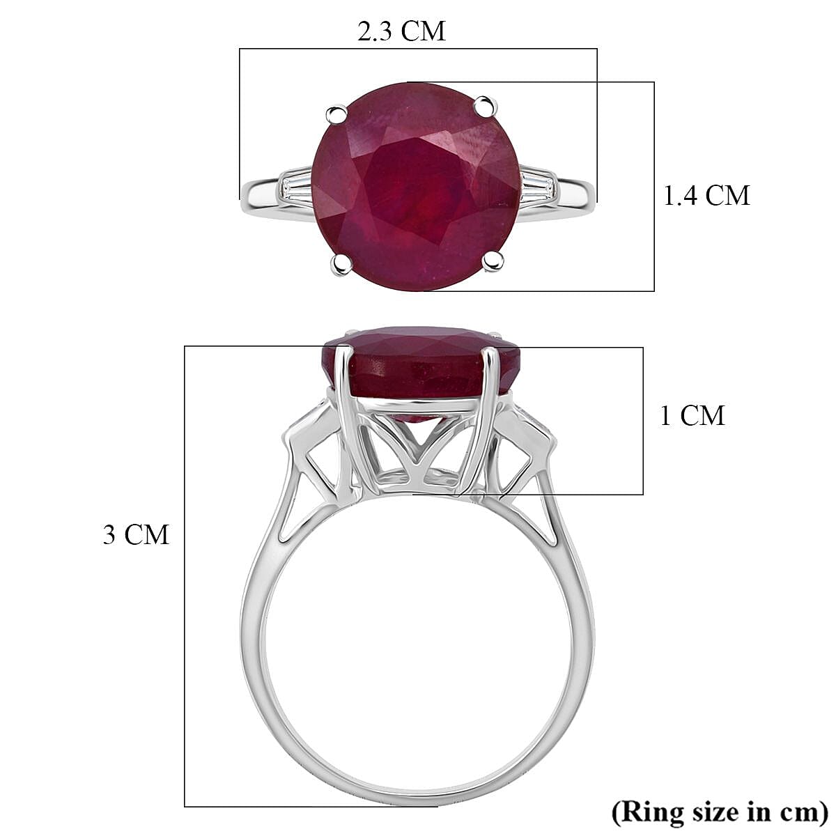 D'Joy African Ruby & Moissanite Ring in Rhodium Overlay Sterling Silver 9.64 Ct.