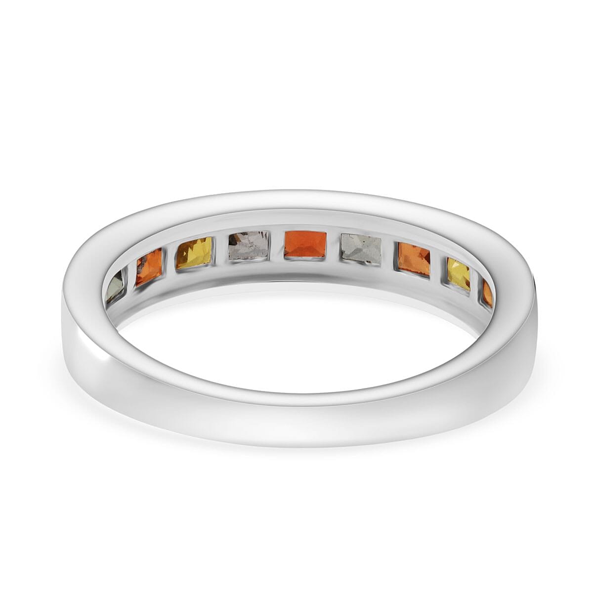 D'Joy Multi Sapphire Ring in Rhodium Overlay Sterling Silver 1.88 Ct.