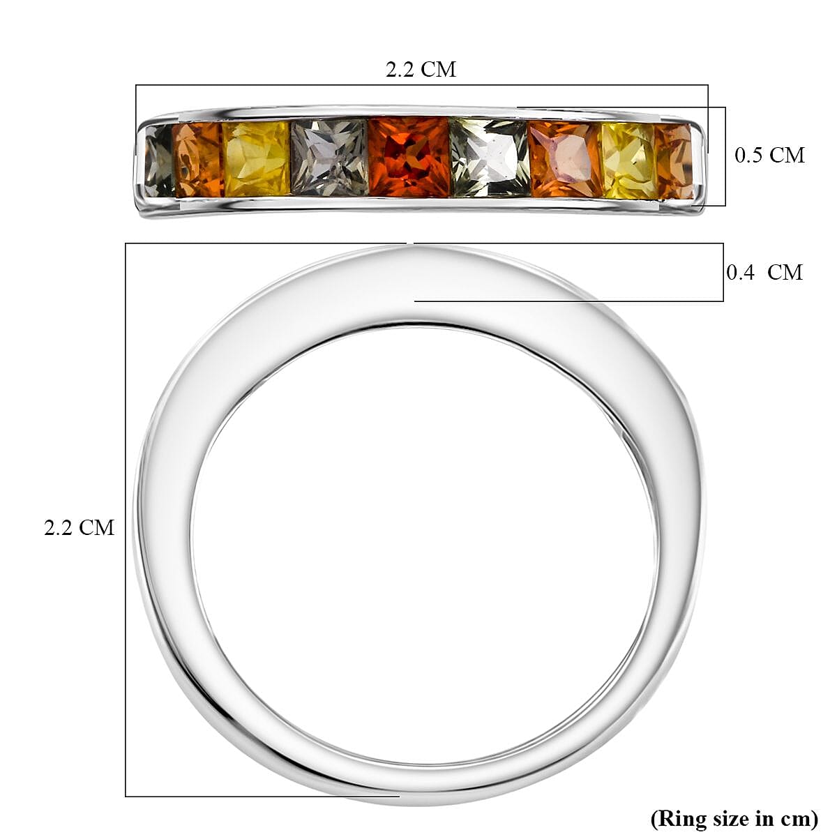 D'Joy Multi Sapphire Ring in Rhodium Overlay Sterling Silver 1.88 Ct.