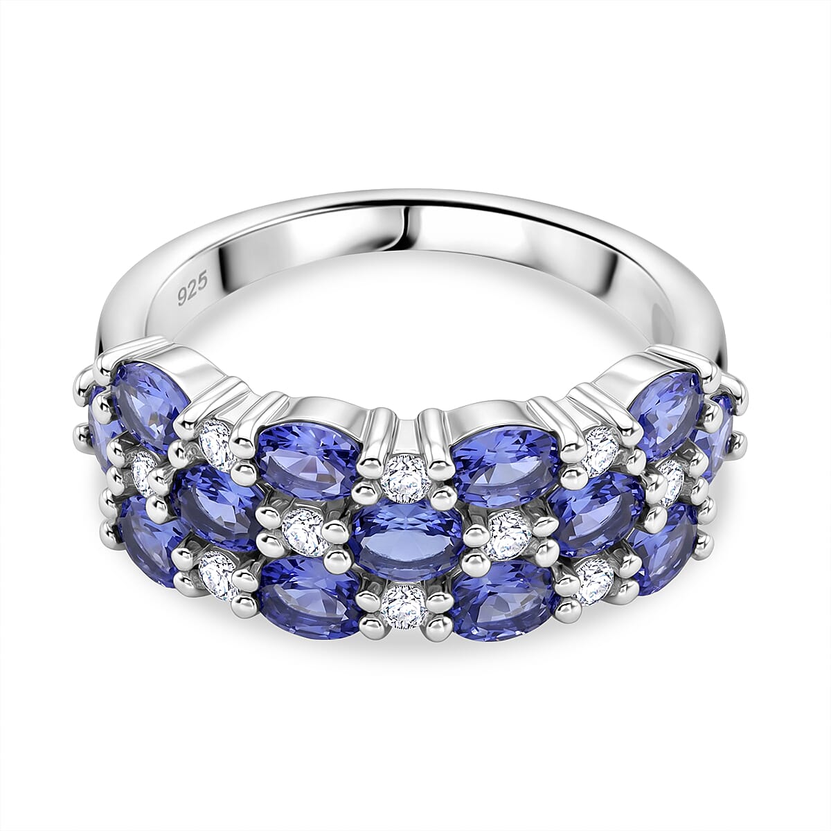 D'Joy - White Zircon Cluster Ring in  Sterling Silver