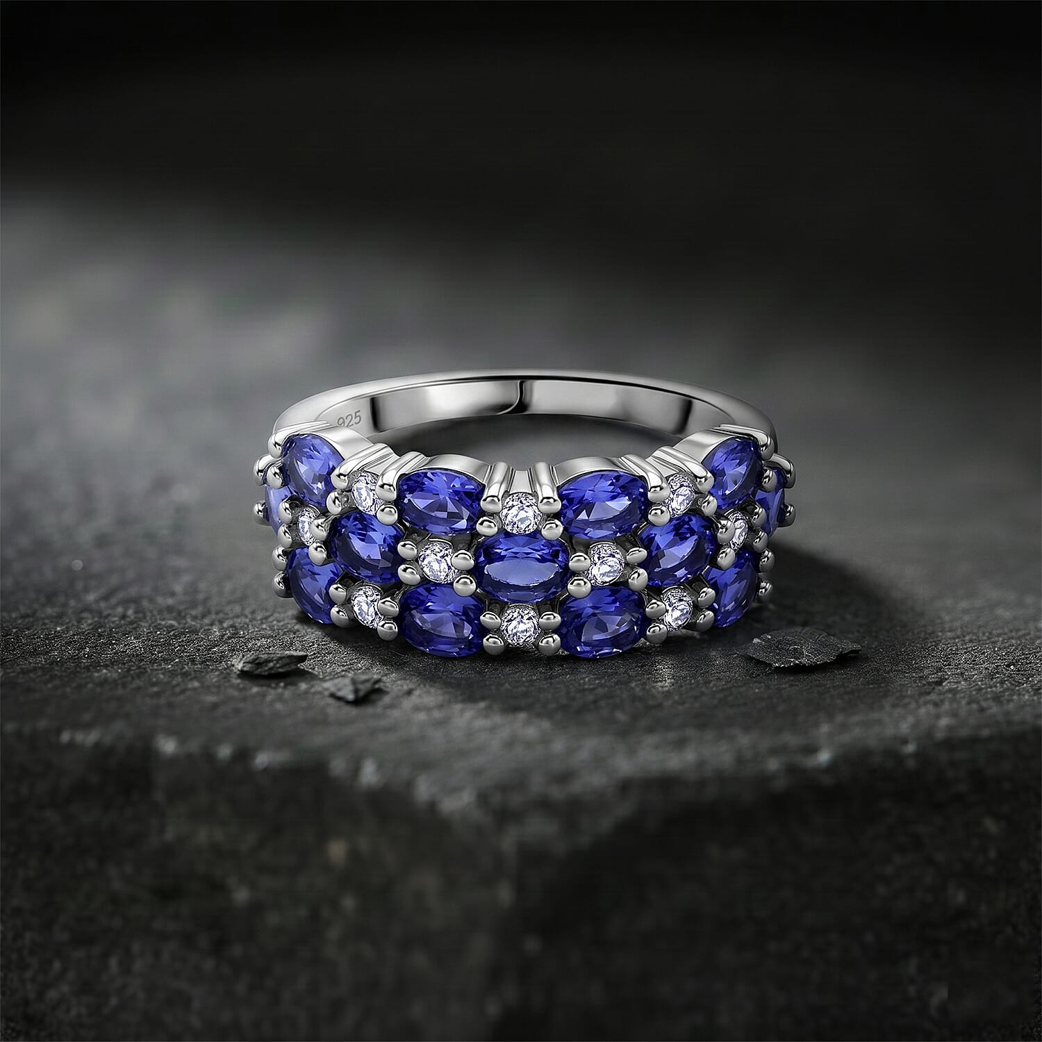 D'Joy - White Zircon Cluster Ring in  Sterling Silver