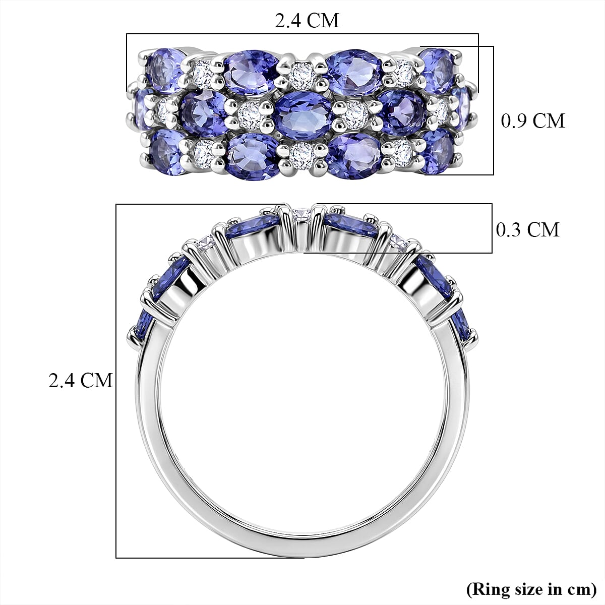 D'Joy - White Zircon Cluster Ring in  Sterling Silver