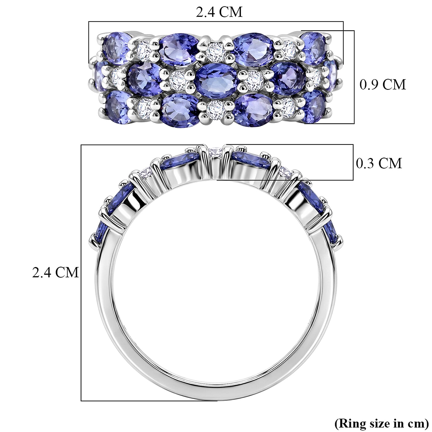 D'Joy - White Zircon Cluster Ring in  Sterling Silver