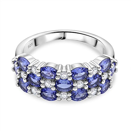 D'Joy - Tanzanite & White Zircon Ring in Rhodium Overlay Sterling Silver 2.43 Ct. D'Joy - Tanzanite & White Zircon Ring in Rhodium Overlay Sterling Silver 2.43 Ct.