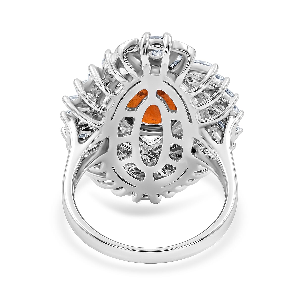 D'Joy - Tangerine Kyanite & White Zircon Ring in Rhodium Overlay Sterling Silver 7.12 Ct.