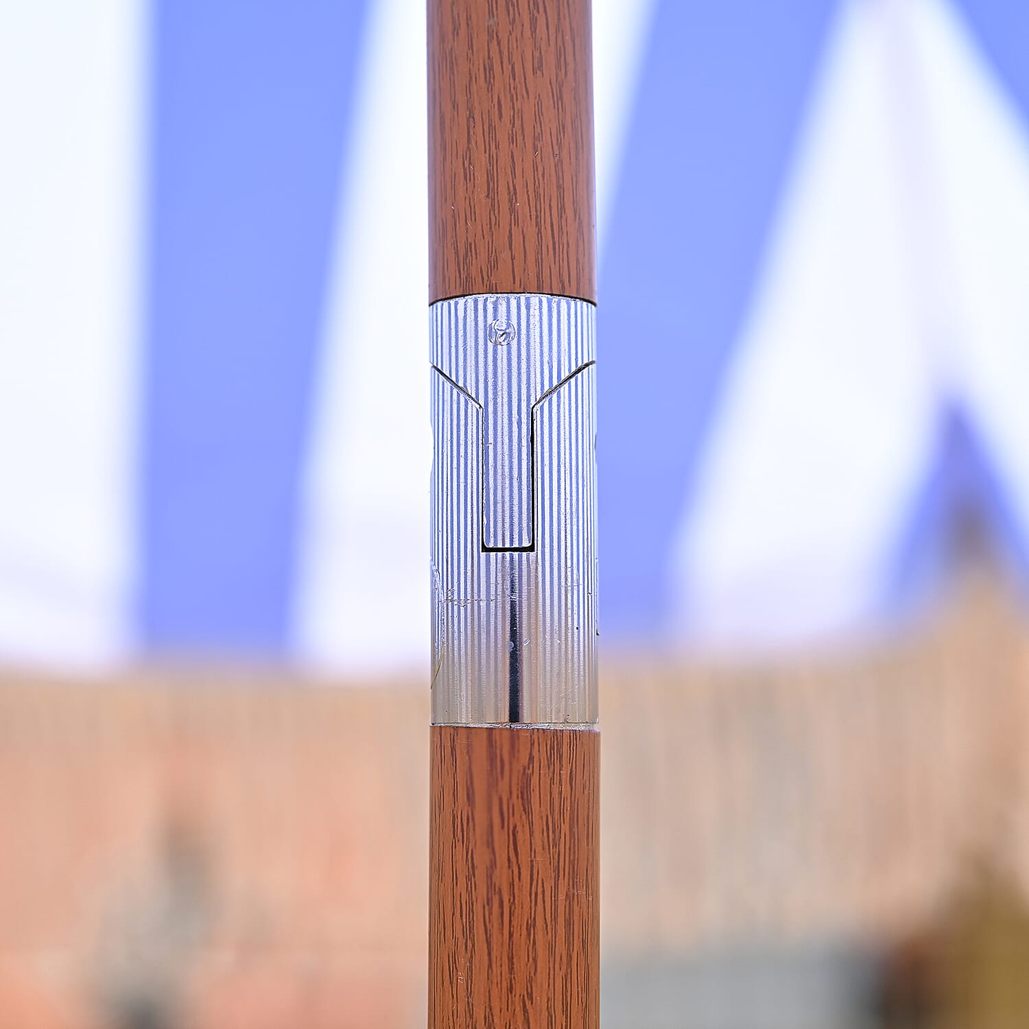 Livmore 2 M Stripe Pattern Round Parasol with Waterproof and UV Protection Including Iron Base - Blue