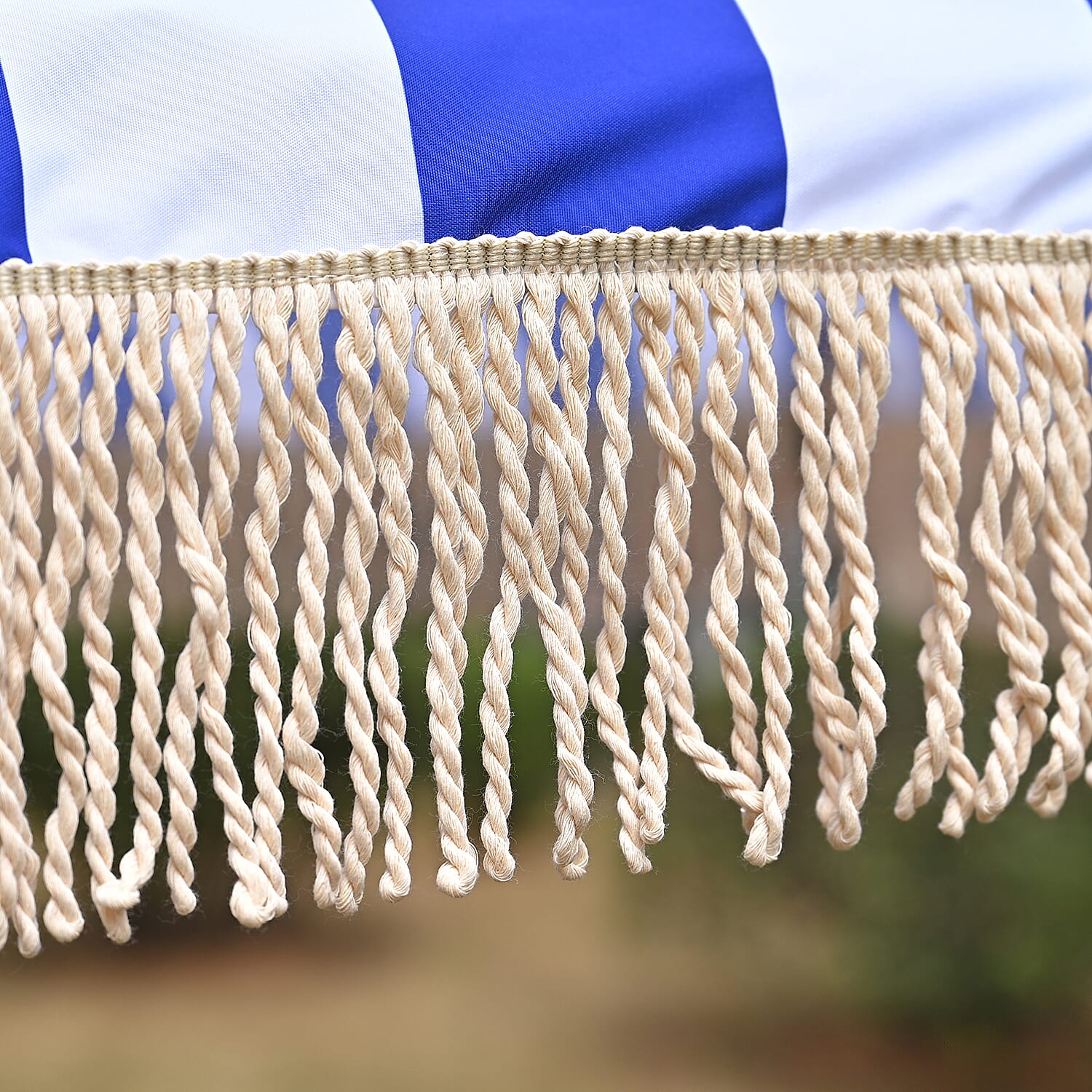 Livmore 2 M Stripe Pattern Round Parasol with Waterproof and UV Protection Including Iron Base - Blue